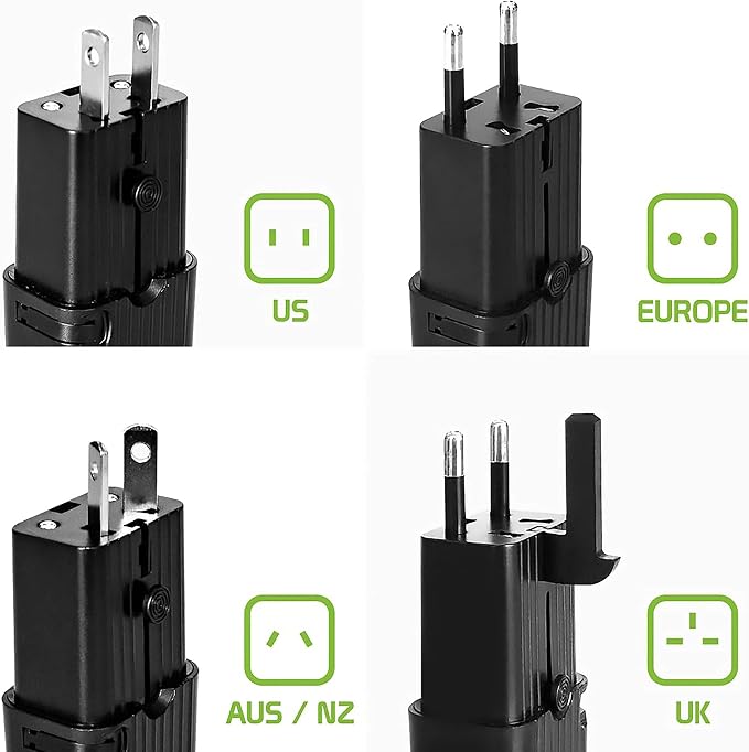 Dual Universal USB Adapter Works for Micromax Canvas Selfie 4 for Worldwide Power and Travel Between US/EU/CN/AUS/NZ/UK