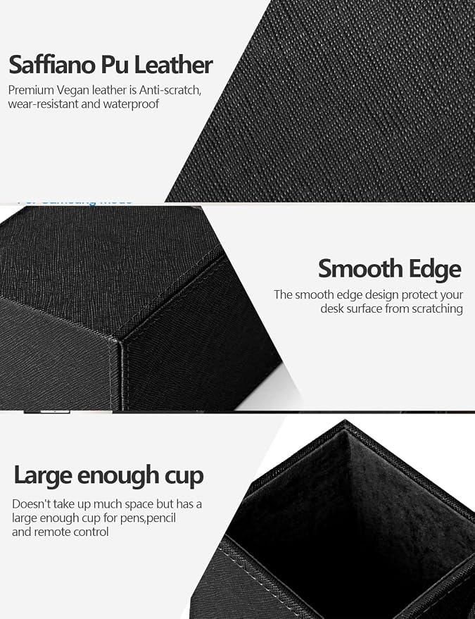 Bamboo Pen Holder for Desk &amp Nightstand Organizer with Fast Wireless Charging for iPhone Samsung &amp More – Office Desk Accessories for Men/Women (Bamboo)