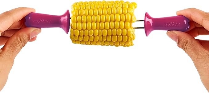 Zyliss Corn Holders Set - Comfort Grip Corn Cob Holders - Stainless Steel BBQ Skewers - 8 Piece Set / 4 Pairs - Vibrant Colors
