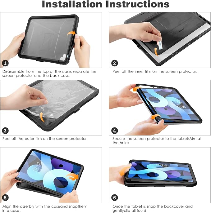 DTTO Case for for iPad 9th/8th/7th Generation 10.2-inch Black | Durable Shockproof Protective Cover Built-in Screen Protector &amp Kickstand Corner Protection