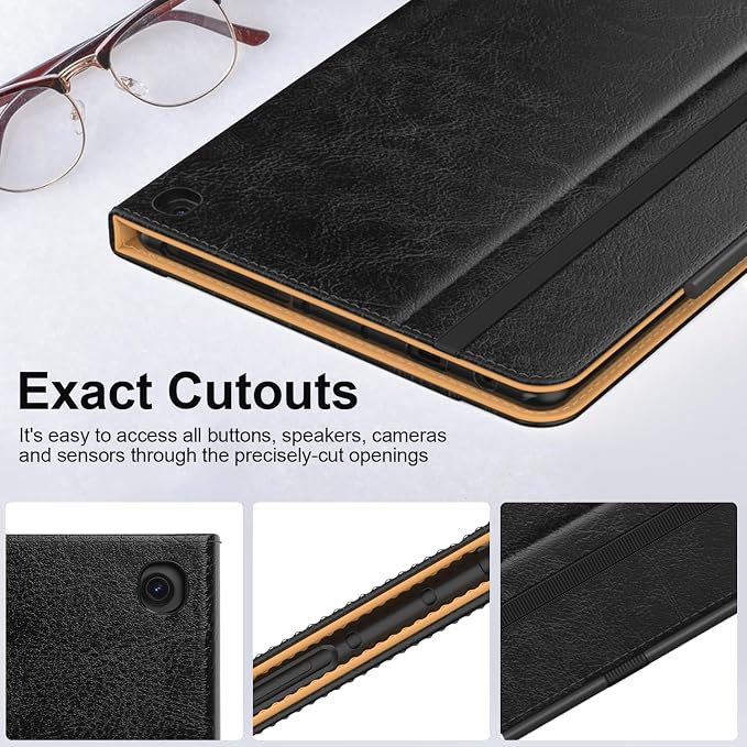 ZoneFoker for 10 Tablet Case (13th/11th Generation 2023/2021 Released) PU Leather Folio Cover with Multi-Angle Stand/Pen Holder Auto Wake/Sleep for 10/10 Plus Black+Black