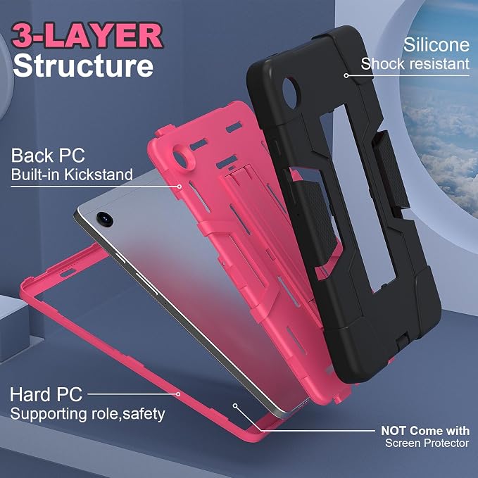 case for Galaxy Tab A9 8.7 2023 Case Hard PC Soft Silicone Kickstand Rugged Heavy Duty High Impact Protective Case for Samsung Galaxy Tab A9 8.7 Inch 2023 SM-X110 SM-X115 Black