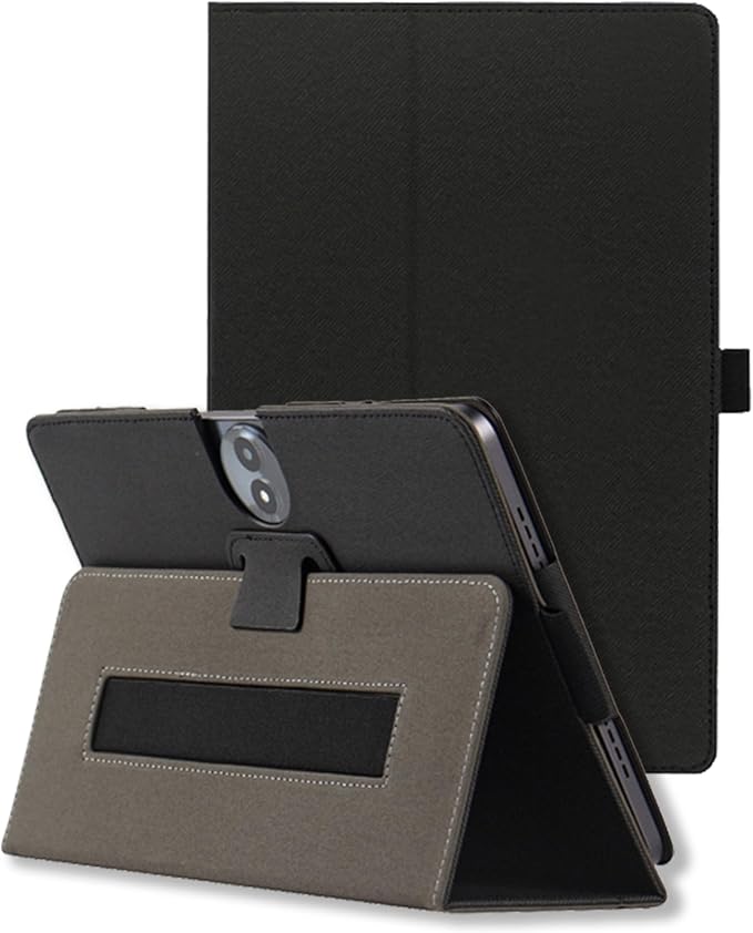 11 Case for TCL NXTPAPER 11 Gen 2 Tablet 9465X (Black) | PU Leather Folding Cover with Pen Holder and Wrist Strap Business Travel Portable