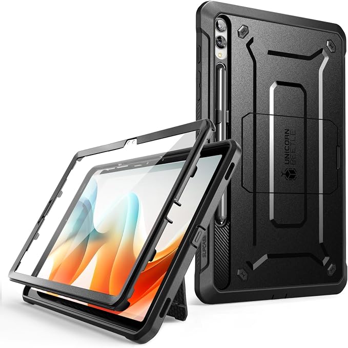 SUPCASE for Samsung Galaxy Tab S10 Plus 12.4 Inch (2024) Case with Stand [Unicorn Beetle Pro] [Built-in Screen Protector &amp S Pen Holder] Rugged Protective Tablet Cover for Galaxy Tab S9 Plus Bla