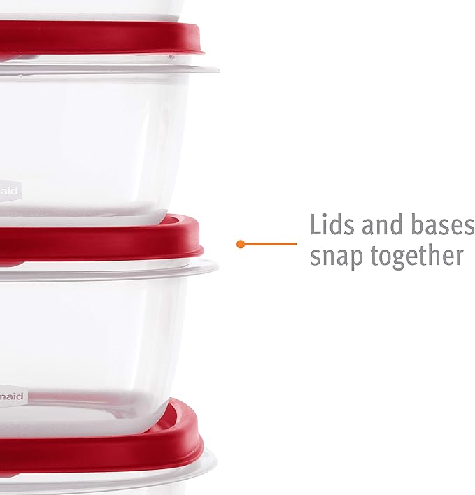 Rubbermaid 60-Piece Food Storage Containers with Lids, Microwave and Dishwasher Safe, Red Color, Ideal for Meal Prep and Pantry Storage