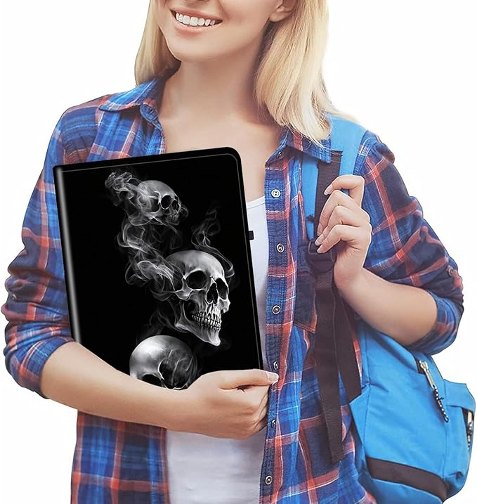 for Samsung Galaxy Tab A8 10.5 2022 Slim Case with Adjustable Stand Cover with Auto Wake/Sleep Smart Cover for Samsung Galaxy A8 10.5 Inch（SM-X200/X205/X207）- Black and White Skull Head Tree