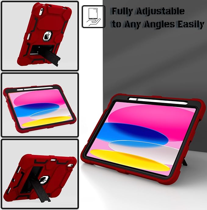 Case for iPad 11 11th Gen (A16) 2025 &amp 10th Gen 2022 10.9 Purple+Green | Kickstand | With Pencil Holder | Drop-Proof Silicone+Hard Shell | Raised Edge Protects Screen&ampCamera | Heavy Duty Pr
