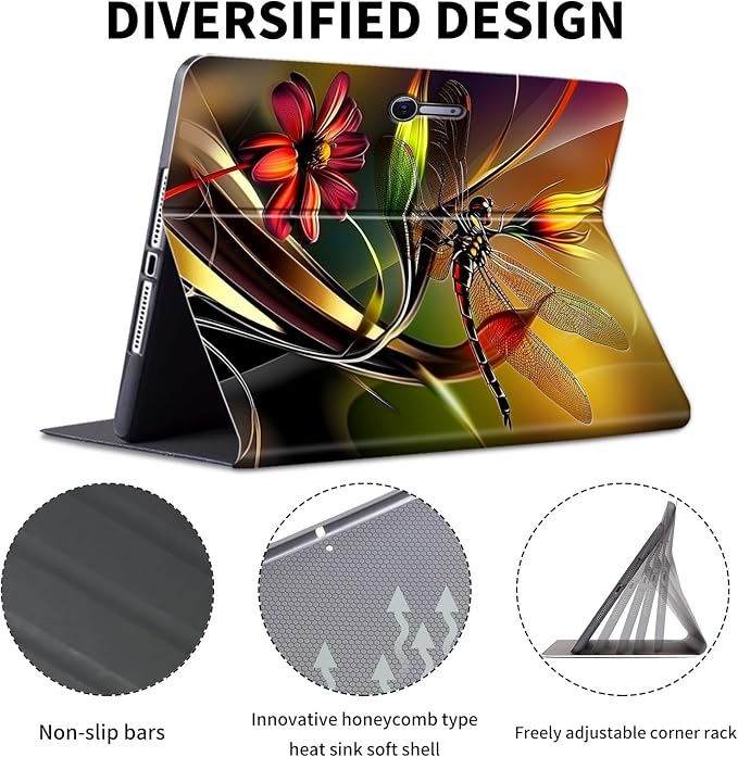 Case for Microsoft Surface Pro 11/10 / 9 13 InchPU Leather Cute Slim Folio Adjustable Stand Cover Case for Surface Pro 11th Edition AIArt Red Dragonfly