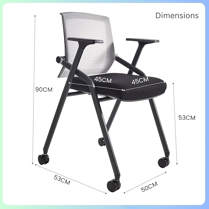 16 Pack Conference Room Chairs, Folding Office Desk Chair with Lumbar Support and Sliding Armrest, Stackable Office Guest Chairs & Reception Chairs