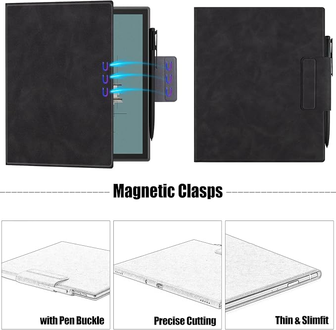 Magnetic Case for 10.3 Boox Note Air 5 CDark Blue | PU Leather Protective CoverSlim &amp LightweightPen Buckle Designwith Auto Sleep/Wake