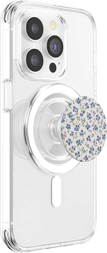 White Blue Flower Floral Pattern PopSockets Adhesive PopGrip