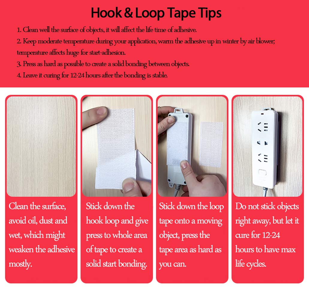 LLPT Hook and Loop Tape 1 Inch x 23 Feet Each Roll, White