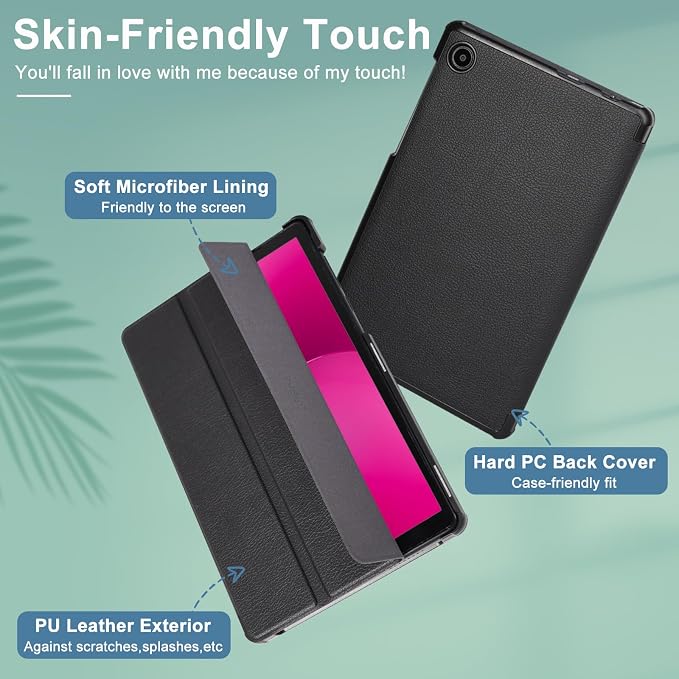 Caweet Case for T-Mobile Revvl Tab 2 10.1 Inch 2025 Released Lightweight Hard Back Shell Tri-Fold Stand Cover with Magnetic Closure Almond Blossom
