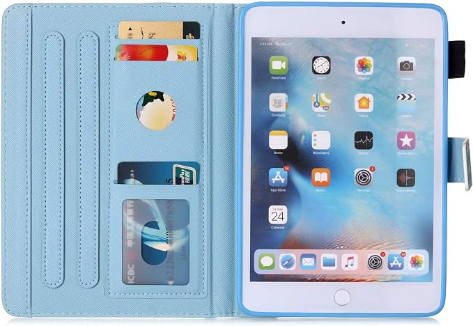 iPad mini Case FANCITY Mini 4 Mini 5 Mini 3/2/1 Smart Wake Sleep Case with Kickstand [Card Slot &amp Pen Holder] PU Leather Protective Cover for Apple iPad mini 4 Mini 5 2019 Mini 2/3 - Beach