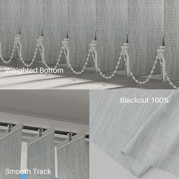 Blindify Motorized Vertical Blinds Compatible with Alexa Google Home, Blackout Sliding Door Shades Smart Vertical Blinds Remote Control Customize, Off-White