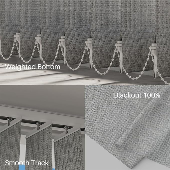Blindify Motorized Vertical Blinds Compatible with Alexa Google Home, Blackout Sliding Door Shades Smart Vertical Blinds Remote Control Customize, 3-Layer Grey