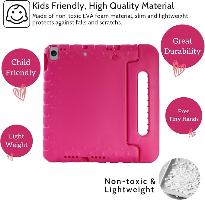 Dteck Kids Case for iPad 10.2 - Shockproof Rugged EVA Handle Stand Child Proof Case for iPad 9/8/7 Generation Black