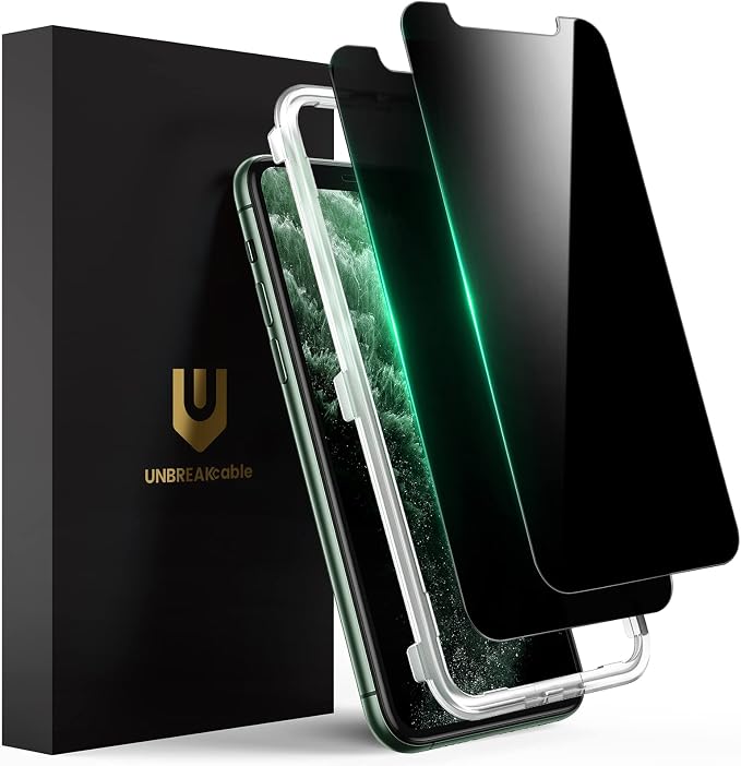 UNBREAKcable 2 Pack Privacy Screen Protector for iPhone 11 Pro Max/Xs Max Shatterproof Tempered Glass [True 28°Anti Spy] [9H Hardness] [Easy Installation] Protector for Apple 6.5