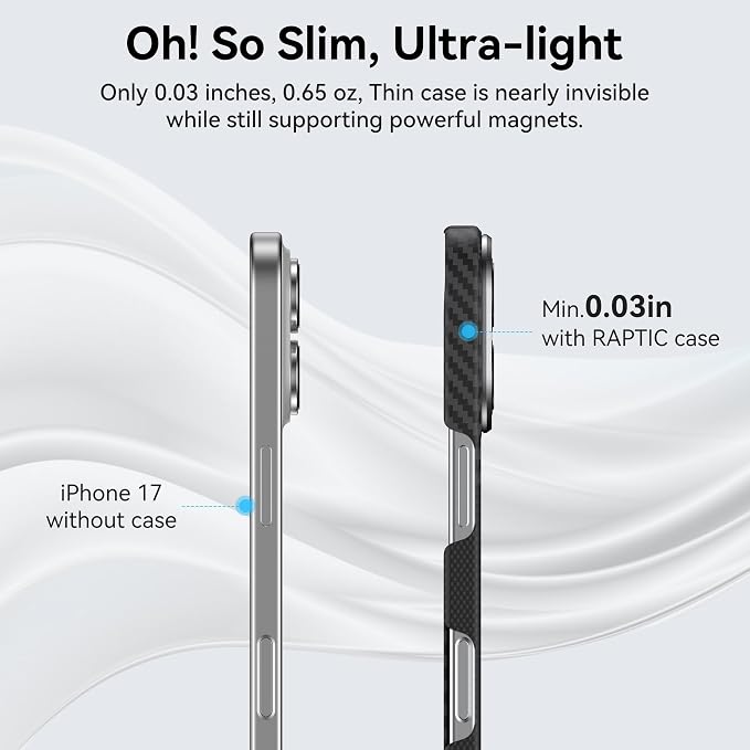 RAPTIC Aramid Fiber Case for iPhone 16 Pro Compatible with MagSafe Non-Slip &amp Slim 600D Aramid Fiber [Military Grade Drop Tested] Anti-Scratch Shockproof Protective Case 6.3 inch Black