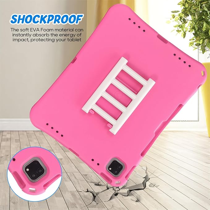 Kids Case for iPad Air 13 (2026/2025/2024) M4/M3/M2 &amp iPad Pro 13 2024 &amp iPad Pro 12.9 Cover 6th/5th/4th/3rd Gen (2022/2021/2020/2018) DIY Figures EVA Rubber Handle Stand Shockproof Bumper