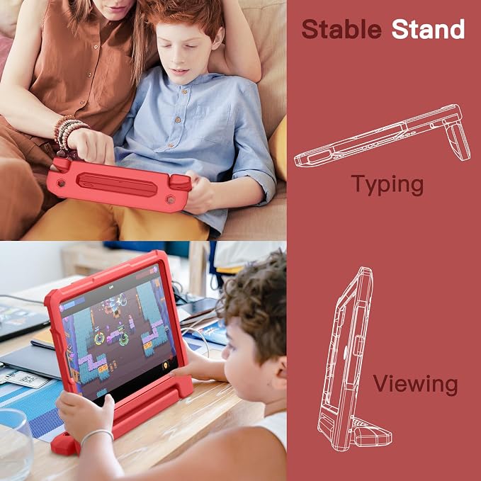 JETech Kids Case for iPad 6th/5th Gen 9.7 (2018/2017) Black | Built-in Screen Protector 360° Rotating Handle Stand Shockproof Full-Body Protection Kid-Friendly Design