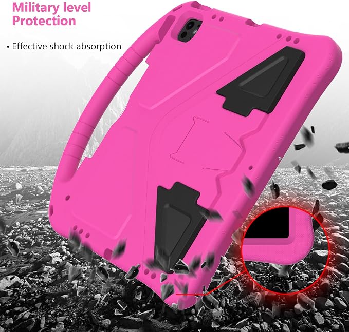 Kids Case for iPad Air 13 (2026/2025/2024) M4/M3/M2 &amp iPad Pro 13 2024 &amp iPad Pro 12.9 Cover 6th/5th/4th/3rd Gen (2022/2021/2020/2018) DIY Figures EVA Rubber Handle Stand Shockproof Bumper