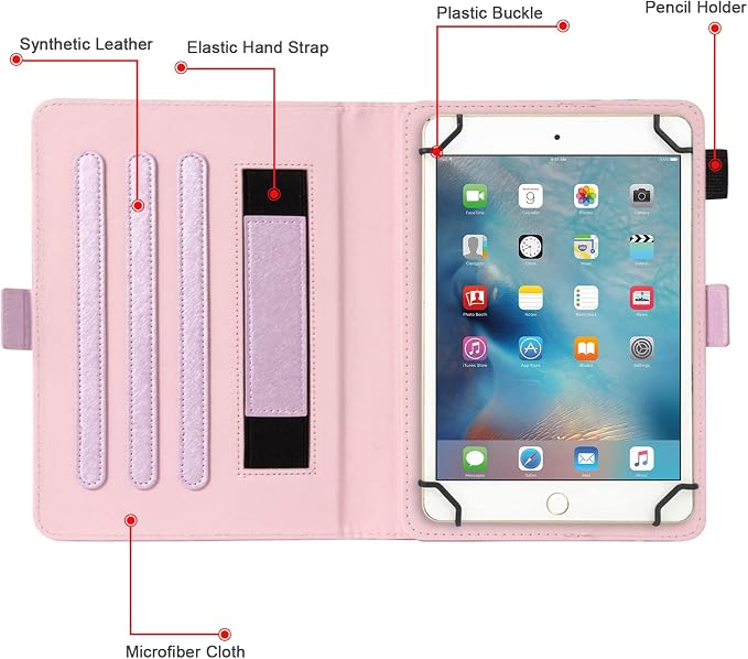 Dteck Universal Case (7.9 to 8.4) - Fold Stand Protective Flip Case for Apple iPad mini/Samsung Galaxy Tab 8.0 8.4 /Lenovo Tab 8 /onn. 100003561 8 Tablet Pro/Android Tablet 8 Inch (Blue Pink)