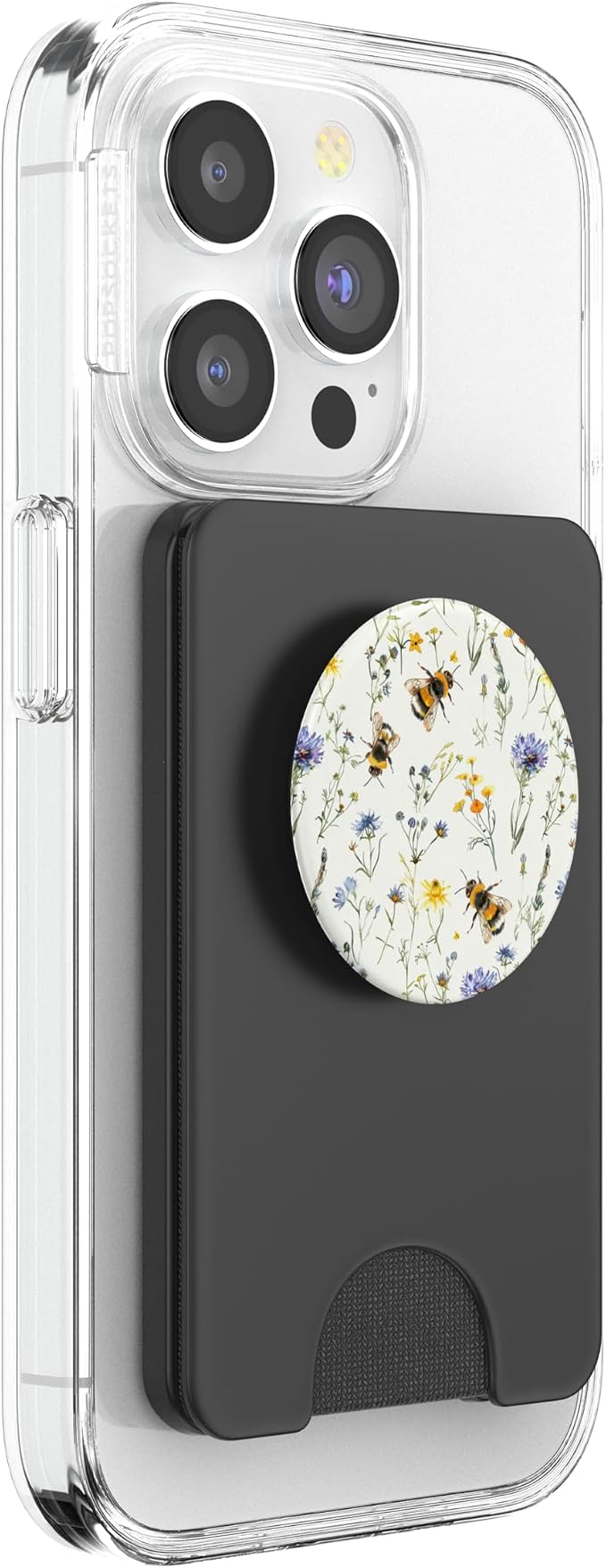 Aesthetic Bee and Wildflowers Boho Modern On Beige PopSockets PopGrip for MagSafe