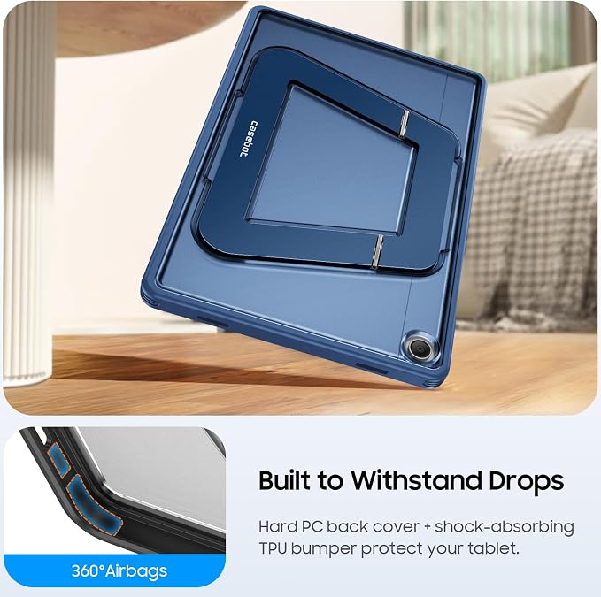 Fintie Multi-Angle Kickstand Case for Samsung Tab A11+/A9+ 11 in Black | Dual-Axis Aluminum Stand PC &amp TPU Protection Slim Frosted Hard Cover with Anti-Scratch Surface Stable Viewing Angles