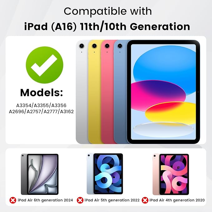 for iPad A16 11th Generation 11 Inch Y-Shaped Magnetic Case Gray | for iPad 10th Generation 10.9 Inch 2022 -360 Rotating Removable Cover Clear Backshell &amp Multi-Angle Stand Auto Wake/Sleep