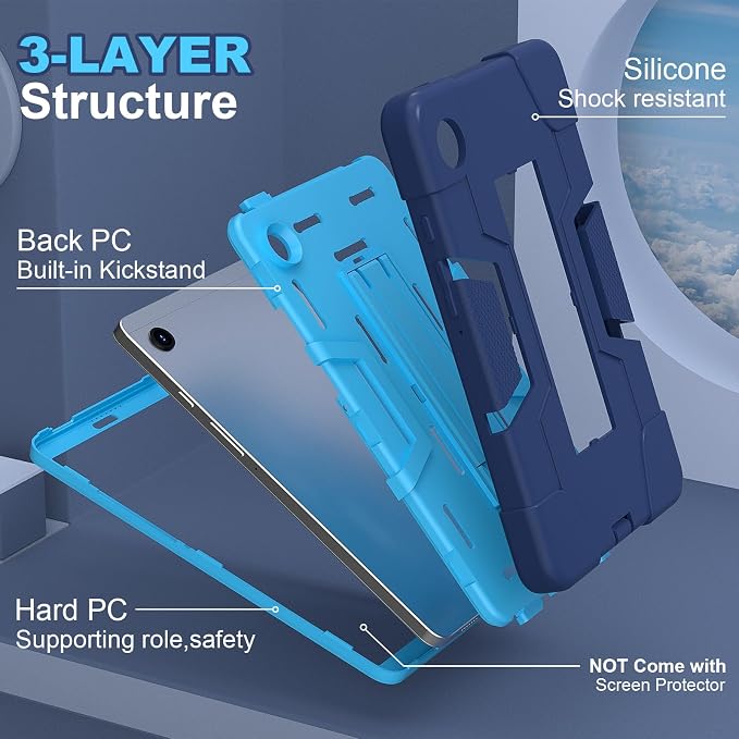 case for Galaxy Tab A9 8.7 2023 Case Hard PC Soft Silicone Kickstand Rugged Heavy Duty High Impact Protective Case for Samsung Galaxy Tab A9 8.7 Inch 2023 SM-X110 SM-X115 Black