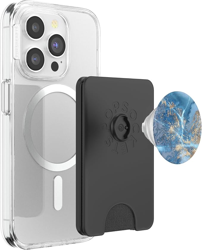 Faux-Gold-Blue-Marble-Effect Blu-Marbled-Design PopSockets Adhesive PopGrip