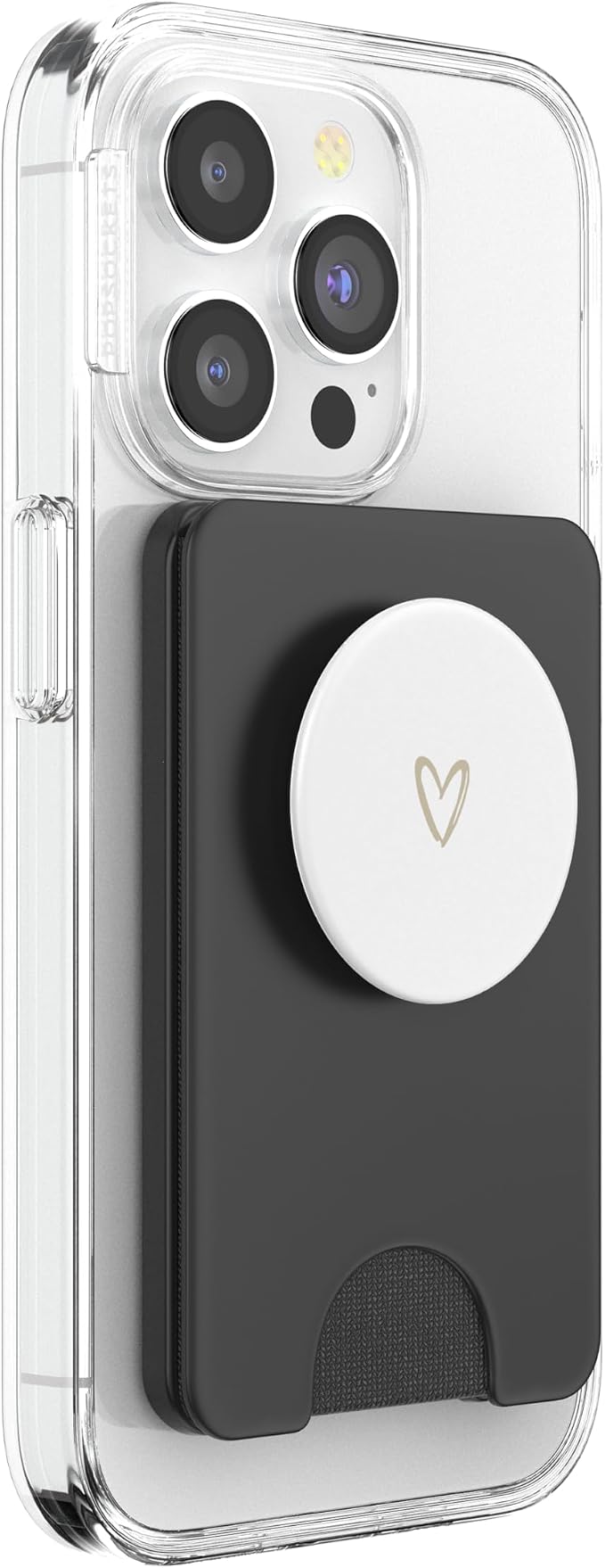 Beige White Minimalist Heart PopSockets Adhesive PopGrip