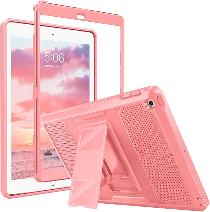 MoKo Shockproof Case Fit 2018/2017 iPad 9.7 6th/5th Generation Black | Heavy Duty Shockproof Full Body Rugged Hybrid Cover with Built-in Screen Protector for Apple iPad 9.7 Inch 2018/2017