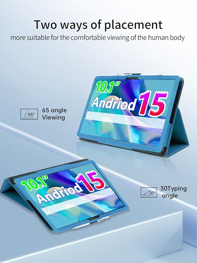 Case for CUPEISI CP31M Tablet 10 inch Android 15 TabletsUYRUREL Leather Slim Folding Stand Cover with Hand Strap Magnet for Men Women Full ProtectionBlack.