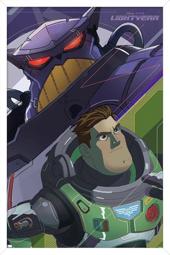 Trends International Disney Pixar Lightyear - Buzz and Zurg Wall Poster, 14.725" x 22.375", White Framed Version