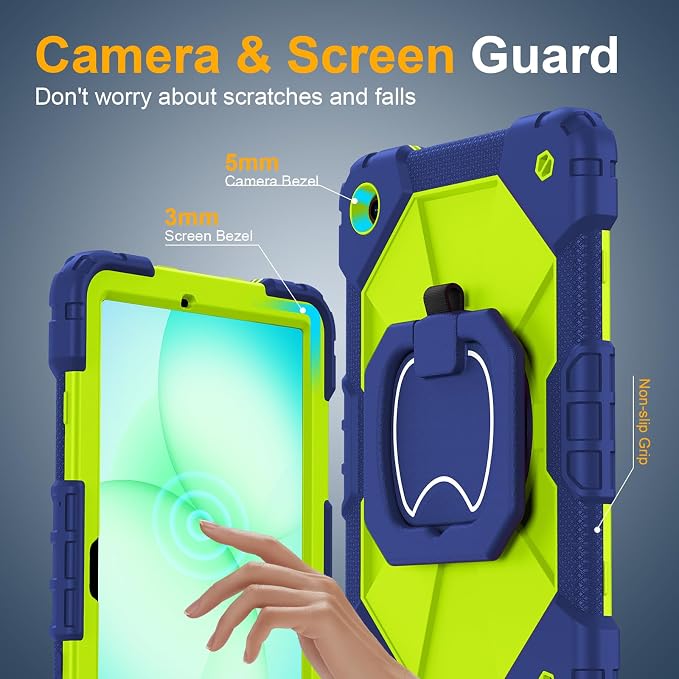 Case for Samsung Galaxy Tab A9 Plus 11 Inch 2023 Ubearkk Rugged Case for Samsung Galaxy A9+ Tablet SM-X210/X216/X218 with Screen Protector 360 Rotating Stand Shoulder Strap Pen Holder Black