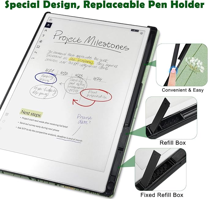Case for Remarkable Paper Pro Tablet 11.8 (Released in 2024) Hard Back Shell Protective Book Folio Cover with Built-in Pen Holder with Auto Sleep/Wake Function.