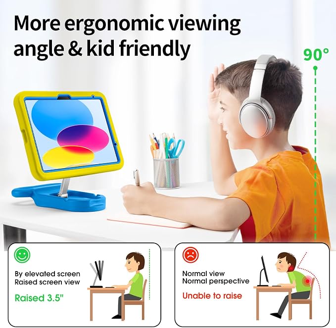 Kids Case for iPad (A16) 11th/10th Gen 10.9'' 2025/2022Adjustable Portrait/Landscape Stand/Drop Proof with HandleChild Friendly Case for iPad Air 11 (M4/M3/M2) 2026/2025/2024 (BlackBlue)
