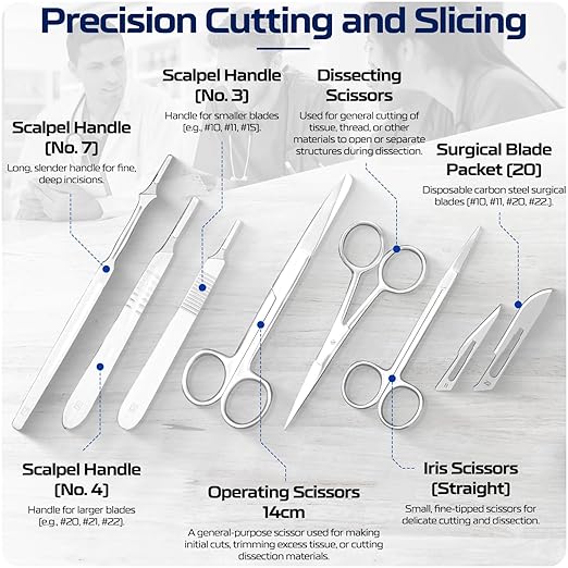 Advanced Dissection Kits - 46 or 33 Piece German Stainless Steel Instruments for College, Medical & Veterinary or Middle and High School Students - Complete Anatomy Lab Tools Surgical-Grade