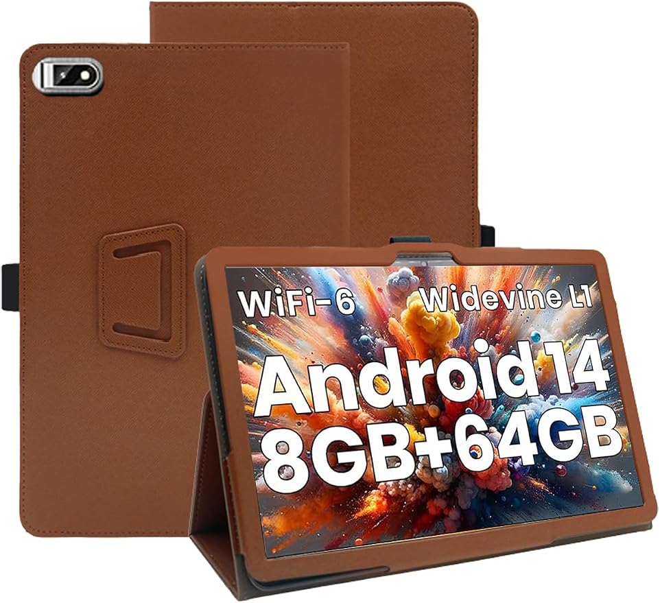 Case for TPZ T10B Android 14 Octa-Core Tablet 10.1 Inch 2024 Upgraded VersionWUNIAK Premium Leather Business Folio Stand Cover with Hand Strap for TabletBlack.