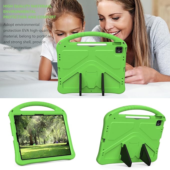 Kids Case for iPad Air 13 (2026/2025/2024) M4/M3/M2 &amp iPad Pro 13 2024 &amp iPad Pro 12.9 Cover 6th/5th/4th/3rd Gen (2022/2021/2020/2018) DIY Figures EVA Rubber Handle Stand Shockproof Bumper