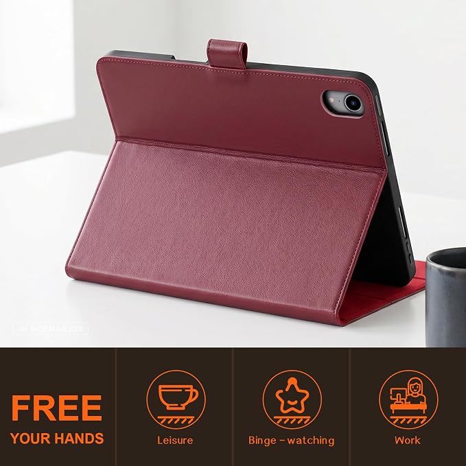 Leather Case for iPad 11th/10th Gen (11/10.9) Black | Genuine Leather Pencil Holder Adjustable Stand Magnetic Closure Auto Wake/Sleep