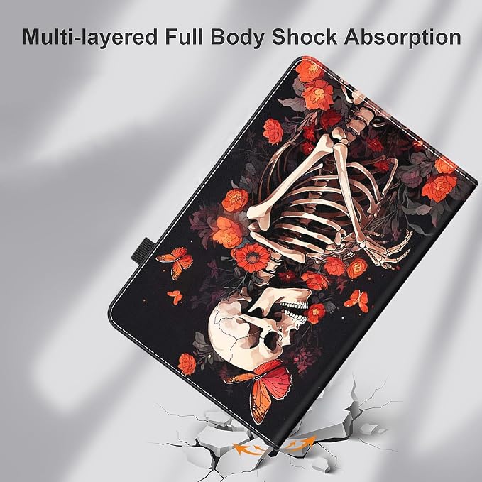 Case for Amazon Kindle Fire Max 11 Case (13th Gen 2023 Release) 11，Slim Fit Foldable Standing Cover Case with Auto Sleep/Wake for Fire 11 Max Tablet，Skull and Fire