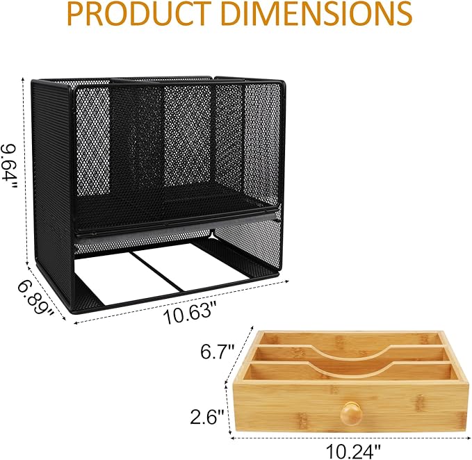 Kitchen Utensil Holder Countertop,Extra Large Utensil Organizer with Drawer