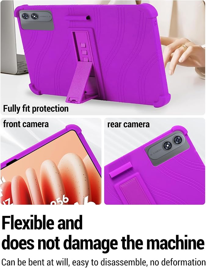 for TABWEE T60 Pro (13.4 Inch) Android 16 Tablet Protective case Shockproof Lightweight Silicone Protective Cover with Stand Child-Friendly Protection Easy to Clean Design Black.