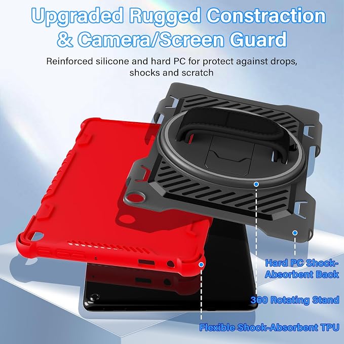 for Fire HD 10 &amp HD 10 Plus Tablet Case 13th Generation | with 360 Rotating Kickstand Hand Strap(No Screen Protector)