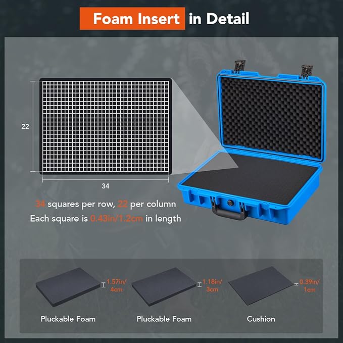 Lykus HC-4410 Waterproof Hard Case with Customizable Foam Insert, Interior Size 17.32x11.42x4.72 in, Suitable for up to 16" laptop,Starlink Mini,keyboard,drill,audio mixer,mic,flashlight,and more