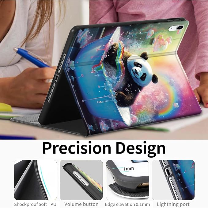 Case for iPad (A16) 11th Generation 11 Inch (2025)iPad 10th Generation 10.9 Inch (2022)PU Leather Slim Standing Smart Coverwith Auto Sleep/WakeBall on Fire