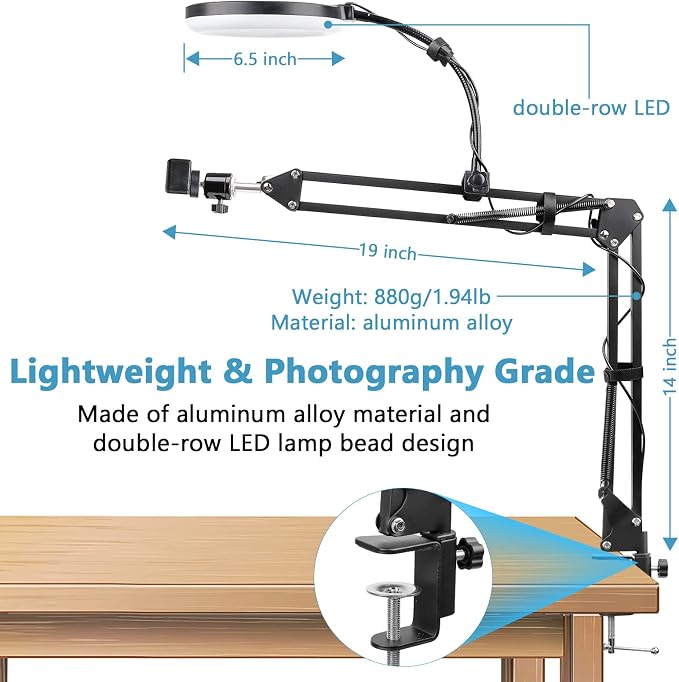 Photo Copy Pico Projector StandChromlives Overhead Tripod Video Stand for PhoneAdjustable Tabletop Overhead Phone MountGooseneck Mini Tripod Stand for Teaching Streaming Baking Crafting